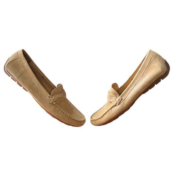 VANELI Tan Beige Corduroy Driving Moccasin Preppy Loafers Women's Size 8N-Italy - Picture 10 of 12